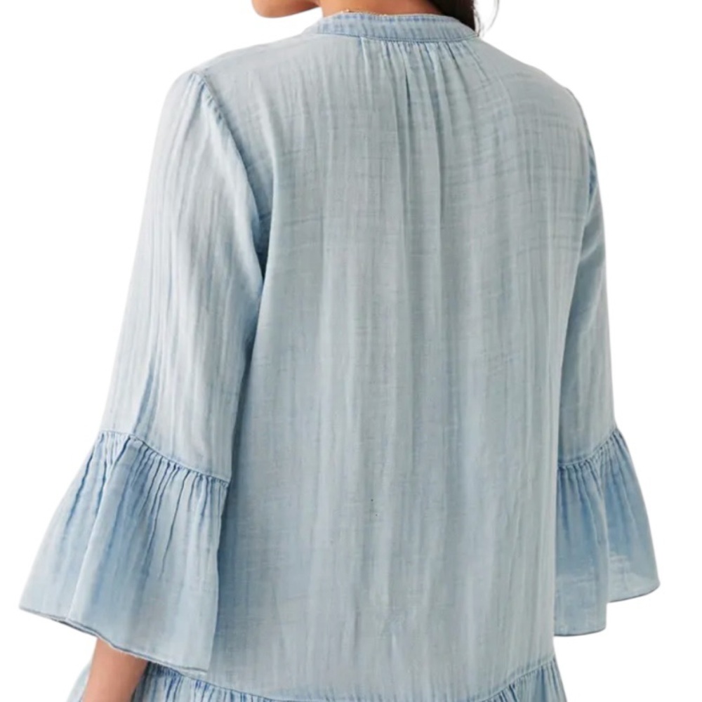 Faherty Dream Cotton Gauze Kasey Dress in Light Indigo Wash NWT - Picture 4 of 16